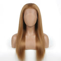 Long Honey Blonde Straight Lace Front Wig – 22 Inch Synthetic Fiber, Pre-Plucked Hairline, Glueless Cap