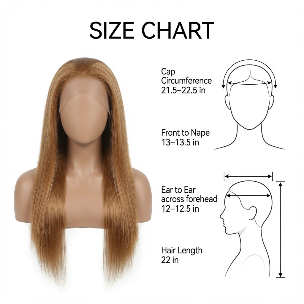 Long Honey Blonde Straight Lace Front Wig – 22 Inch Synthetic Fiber, Pre-Plucked Hairline, Glueless Cap